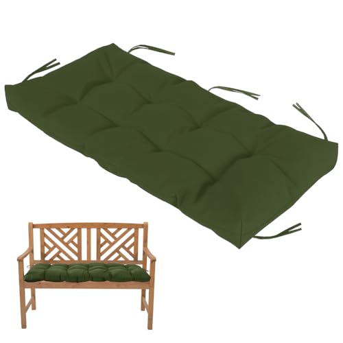HJZPWB Bankauflage Wasserdicht Bankauflage Outdoor mit HaltebäNdern Sitzpolster Bank Gesteppt Getufteter Stil Bankkissen rutschfeste Bankauflagen Dickes Sitzauflage Bank,Grün,80 * 60 * 8cm von HJZPWB