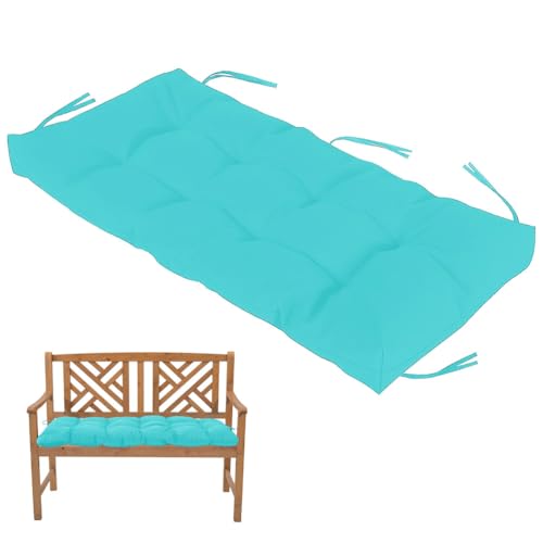 HJZPWB Bankauflage Wasserdicht Bankauflage Outdoor mit HaltebäNdern Sitzpolster Bank Gesteppt Getufteter Stil Bankkissen rutschfeste Bankauflagen Dickes Sitzauflage Bank,Light Blue,140 * 60 * 8cm von HJZPWB
