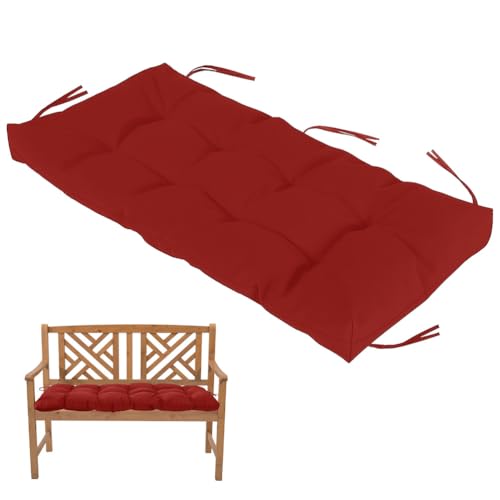 HJZPWB Bankauflage Wasserdicht Bankauflage Outdoor mit HaltebäNdern Sitzpolster Bank Gesteppt Getufteter Stil Bankkissen rutschfeste Bankauflagen Dickes Sitzauflage Bank,Rot,80 * 60 * 8cm von HJZPWB