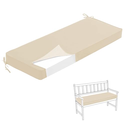 HJZPWB Wasserdicht Bankauflage 5 cm Dick Rohrleitungen Sitzkissen Bank Abnehmbar Sitzauflage Bank Bankkissen Sitzpolster Bank Auflage Gartenbank Sitzbank Auflage Outdoor,Beige,180X30X5CM von HJZPWB