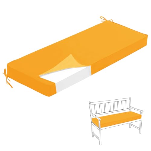 HJZPWB Wasserdicht Bankauflage 5 cm Dick Rohrleitungen Sitzkissen Bank Abnehmbar Sitzauflage Bank Bankkissen Sitzpolster Bank Auflage Gartenbank Sitzbank Auflage Outdoor,Gelb,150X60X5CM von HJZPWB