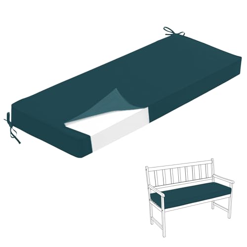 HJZPWB Wasserdicht Bankauflage 5 cm Dick Rohrleitungen Sitzkissen Bank Abnehmbar Sitzauflage Bank Bankkissen Sitzpolster Bank Auflage Gartenbank Sitzbank Auflage Outdoor,Turquoise,200X60X5CM von HJZPWB