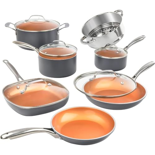 HJZSZX 12-teiliges Keramik-Töpfe- und Pfannen-Set, antihaftbeschichtetes Küchenkochgeschirr-Set, Topf- und Pfannen-Set, Keramik-Kochgeschirr-Set, Kochgeschirr-Set, 12-teilig, Eins HJZSZX 12-teiliges Keramik-Töpfe- und Pfannen-Set, antihaftbeschichtetes Küchenkochgeschirr-Set, Topf- und Pfannen-Set, Keramik-Kochgeschirr-Set, Kochgeschirr-Set, 12-teilig, Eins von HJZSZX