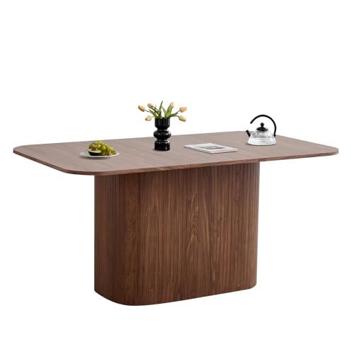 GrandCA Home Rechteckiger Esstisch, Moderne MDF-Tischplatte, Nordischer Küchentisch, Lattenrost-Design, Passend für Wohn- und Esszimmer, Dunkle Holzmaserung von HJhomeheart