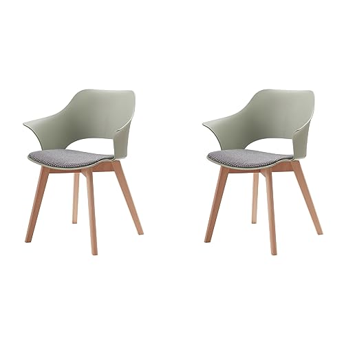 HJhomeheart 2er Set Stück Esszimmerstuhl, Bürostuhl, Massivholzbeine, hohles Design mit Armlehne, Stoffpolsterstuhl, Grün HJhomeheart 2er Set Stück Esszimmerstuhl, Bürostuhl, Massivholzbeine, hohles Design mit Armlehne, Stoffpolsterstuhl, Grün von HJhomeheart
