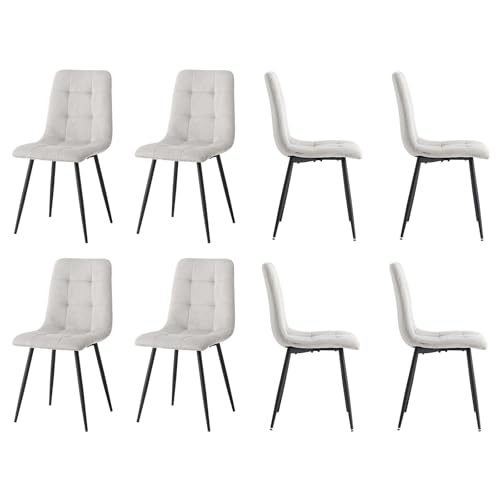HJhomeheart Moderne Esszimmerstühle, 8er-Set, Bequemer Küchenstuhl mit Cordpolsterung und Metallbeinen, Hellgrau – DX von HJhomeheart