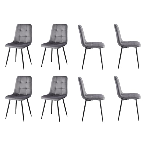 HJhomeheart Moderne Esszimmerstühle, 8er-Set, Bequemer Küchenstuhl mit Holländischem Samtbezug und Metallbeinen, Grau – HL HJhomeheart Moderne Esszimmerstühle, 8er-Set, Bequemer Küchenstuhl mit Holländischem Samtbezug und Metallbeinen, Grau – HL von HJhomeheart