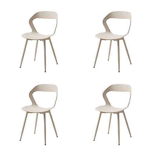 HJhomeheart Moderner Esszimmerstuhl, 4er-Set, Küchenstuhl mit Metallbeinen, Bürostuhl im skandinavischen Stil, Design mit hohler Rückenlehne (Beige + Beige) von HJhomeheart