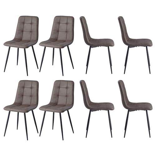 HJhomeheart Modernes Esszimmerstuhl-Set, 8er-Set, Bequemer, Wasserfester, Lederbezogener Küchenstuhl ohne Armlehnen und Metallbeinen, Dunkelbraun – KJ HJhomeheart Modernes Esszimmerstuhl-Set, 8er-Set, Bequemer, Wasserfester, Lederbezogener Küchenstuhl ohne Armlehnen und Metallbeinen, Dunkelbraun – KJ von HJhomeheart