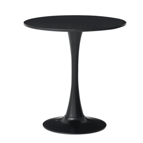 HJhomeheart Runder Küchen-Esstisch, Moderner, lässiger Tisch. Esstisch-Set für Küche, Esszimmer und Büro, Schwarzer Esstisch, 80 Durchmesser x 75 (H) cm von HJhomeheart