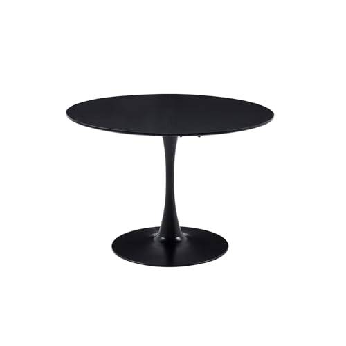 HJhomeheart Runder Küchen-Esstisch, moderner Freizeittisch. Esstischset für Küche, Esszimmer und Büro, Schwarz Esstisch, Durchmesser 110 * 75(H) cm von HJhomeheart