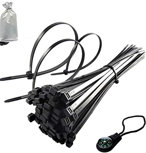 Kabelbinder, selbstschließende Kabelbinder, robust, 250 x 4,8 mm, 400 Stück, Schwarz von HK Online