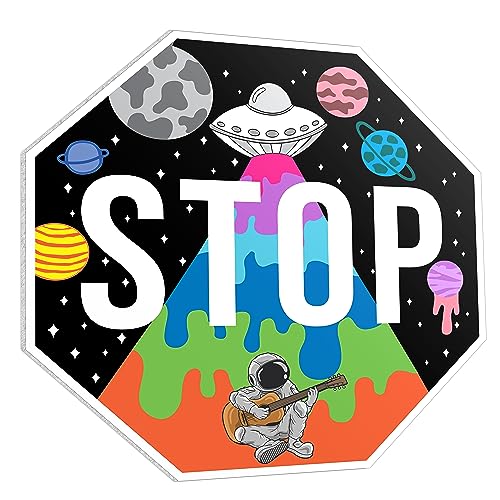HK Studio Lustiges Straßenschild – Alien Stop Schild Weltraumdekoration von HK Studio