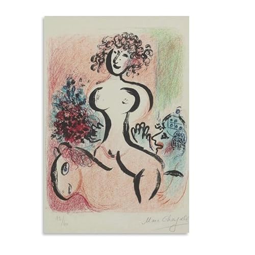 HKAHF AJWUQ Abstrakte Marc Chagall Human Body Poster und Drucke Marc Chagall Wandkunst Surrealismus Leinwand Gemälde für Home Decor Bild 40x50cmx1 Kein Rahmen von HKAHF AJWUQ