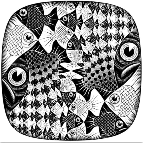HKAHF AJWUQ Berühmte M.C. Escher Poster Der Fisch Wandkunst M.C. Escher Abstrakte Leinwandmalerei Ausstellungsdrucke Für Wohnkultur Bilder 15x15cmx1 Kein Rahmen von HKAHF AJWUQ