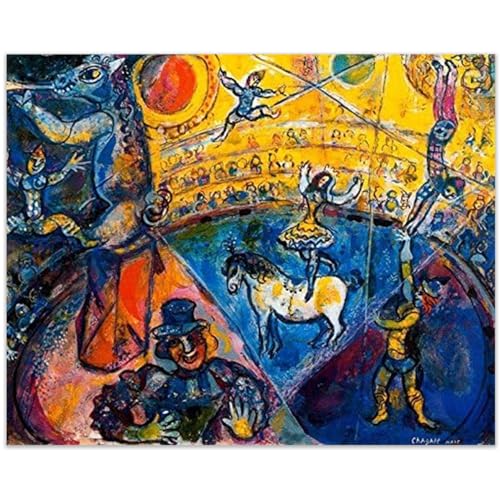 HKAHF AJWUQ Berühmte Mark Chagall Poster Zirkus Pferd Wandkunst Mark Chagall Ausstellung Leinwand Malerei Moderne Drucke Für Wohnkultur Bilder 60x40cm Kein Rahmen von HKAHF AJWUQ