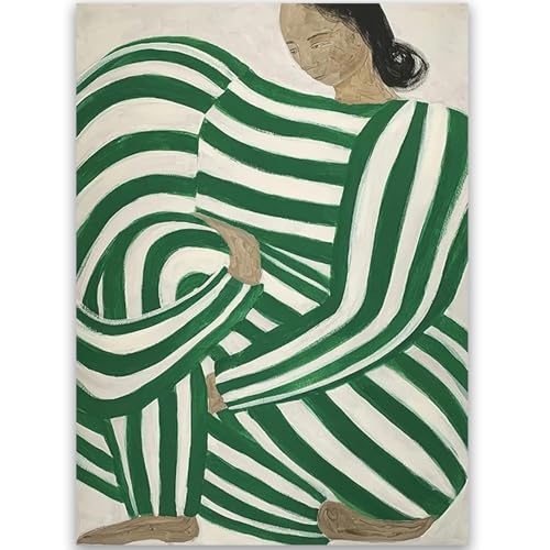 HKAHF AJWUQ Berühmte Sofia Lind Poster 《Körperlinien》Wandkunst Grün Moderne Leinwand Malerei Abstrakte Drucke Für Wohnzimmer Dekor Bild 15x20cmx1 Kein Rahmen von HKAHF AJWUQ