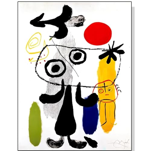 HKAHF AJWUQ Berühmtes Joan Miró Poster Joan Miró, Naive Denker》Wandkunst Joan Miró Prints Joan Miró Leinwandgemälde für Wohnzimmer, Dekorbild, 40 x 50 x 1, ohne Rahmen von HKAHF AJWUQ