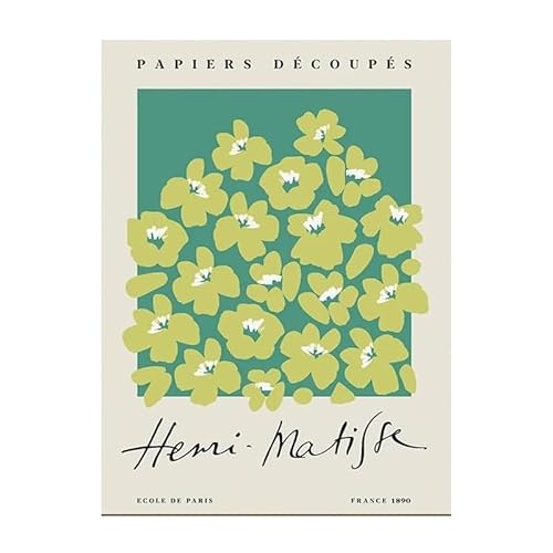 HKAHF AJWUQ Henri Matisse Poster Hellgrüne Blumen Leinwand Gemälde Moderne Wandkunst Henri Matisse Drucke Ästhetisches Bild für Wohnzimmer Dekor 20x30cm Kein Rahmen von HKAHF AJWUQ