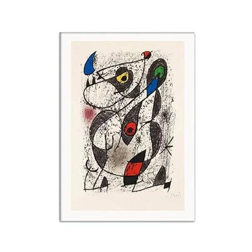 HKAHF AJWUQ Juan Miró Ausstellung Poster 《 Linie Tiere 》Drucke Juan Miró Wandkunst Vintage Leinwand Malerei Wohnzimmer Schlafzimmer Dekor Bilder 60x80cmx1 Kein Rahmen von HKAHF AJWUQ