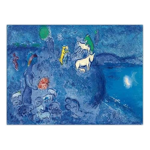 HKAHF AJWUQ Marc Chagall Poster 《Blaue Rhapsodie》Wandkunst Abstrakter Kubismus Drucke Surrealismus Marc Chagall Leinwandmalerei Für Wohnkultur Bild 60x40cmx1 Kein Rahmen von HKAHF AJWUQ