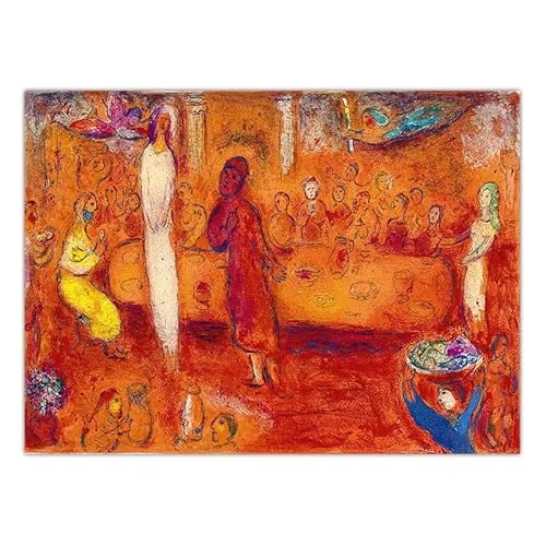 HKAHF AJWUQ Marc Chagall Poster《Orange》Wandkunst Abstrakter Kubismus Drucke Surrealismus Marc Chagall Leinwandmalerei Für Wohnkultur Bild 60x80cmx1 Kein Rahmen von HKAHF AJWUQ