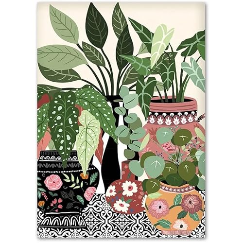 HKAHF AJWUQ Pflanzenausstellung Wandkunst und Drucke Vase Typ Poster Moderne Leinwand Malerei Nordische Bilder für Wohnzimmer Dekor 40×60cmx1 Kein Rahmen von HKAHF AJWUQ
