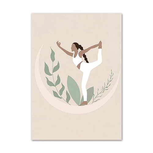 HKAHF AJWUQ Yoga-Enthusiast Wandkunst Stretching Bilder Mädchen Leinwand Gemälde Boho Drucke Nordische Poster für Wohnzimmer Inneneinrichtung Dekor 40×50cmx1 Kein Rahmen von HKAHF AJWUQ