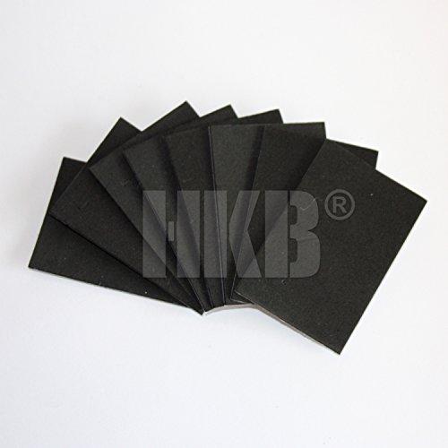 HKB ® 8 Stück Gummimatte Moosgummi für Kfz, Haushalt z.B. als Polster für Glasplatten Steinplatten etc., 60 x 40mm, 1mm stark, schwarz selbstklebend, Hersteller Hettich von HKB