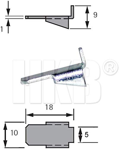 10 Stück HKB Regalbodenträger für Hettich VARI-11mm Schiene mit 5mm Aufnahme, Eisen vernickelt, Hersteller HKB®, Artikel-Nr. 51382 von HKB