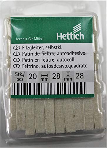 HKB® 20 Stück Filzgleiter, selbstklebend, 28mm x 28mm, weiß, etwa 5mm dick, 89481 von HKB