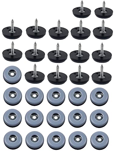 HKB® 32 x Teflongleiter zum Schrauben 25 mm PTFE Möbelgleiter 5 mm stark Stuhlgleiter rund von HKB
