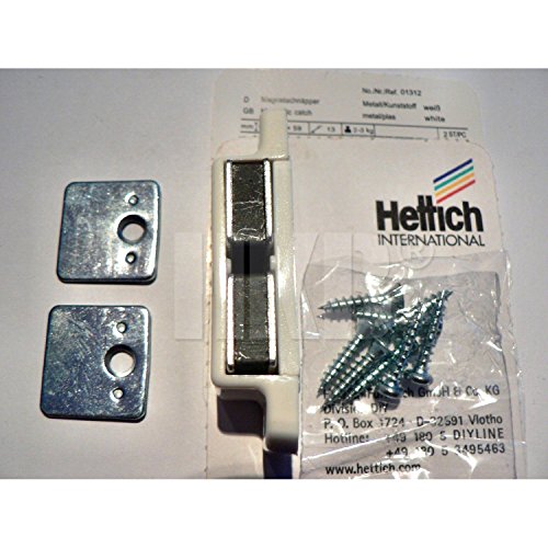 HKB® Magnetschnäpper zum Anschrauben, 2 x 2-3 kg, 13,3 x 58,3 x 20,8 mm, Kunststoff weiß, 1 Stück, Hersteller Hettich, Artikel-Nr. 9130534 von HKB