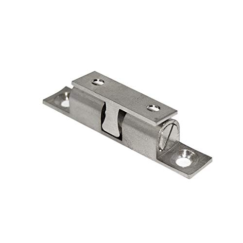 HKB ® 1 Stück Doppelkugelschnäpper mit Schrauben Schrankschnäpper Türschnäpper Möbeltürschnäpper Metall vernickelt 10 x 58mm Kugel und Feder aus Stahl Lochabstand 45/22mm von HKB