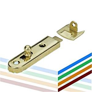 HKB ® 2 Stück Möbelriegel gerade, 16 x 70 mm, Stahl vermessingt, mit Schrauben, Hersteller Hettich, Artikel-Nr. 62350 von HKB