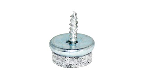 HKB ® 8 Stück Filzgleiter zum Schrauben, Ø 18mm, Stahl verzinkt mit 5mm starkem, grauem Filz in Metallsockel, strapazierfähig, stabil und langlebig, Hersteller HKB, Artikelnr. 51329 von HKB