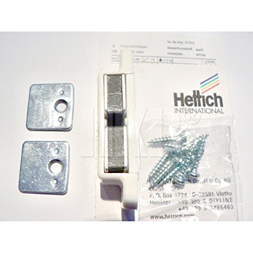 HKB ® Magnetschnäpper mit Zwei Gegenplatten, zum Anschrauben, 2 x 2-3 kg, 13,3 x 58,3 x 20,8 mm, Kunststoff weiß, 1 Stück, Hersteller Hettich, Artikel-Nr. 9130534 von HKB