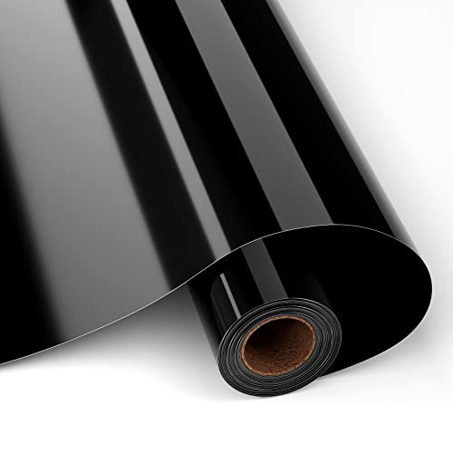 HKC HTV Flexfolie Plotter Textil, 12" * 8ft, Textilfolie zu Plottern und Unkraut aufzubügeln Wärmeübertragung Vinyl, verwendet in DIY Kleidung und Anderen Stoffen (Schwarz) von HKC
