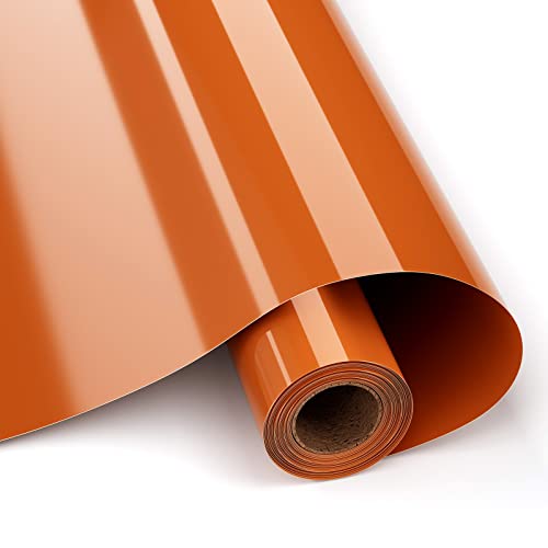HKC HTV Flexfolie Plotter Textil, 12" * 8ft, Textilfolie zu Plottern und Unkraut aufzubügeln Wärmeübertragung Vinyl, verwendet in DIY Kleidung und anderen Stoffen (Orange) von HKC