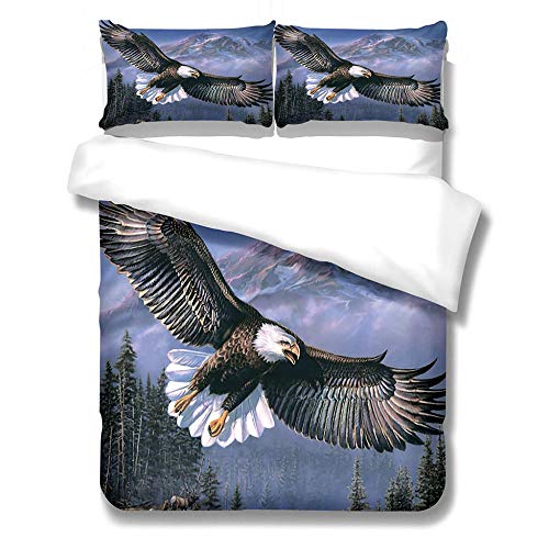 HKDGHTHJ Teenager Bettwäsche 135X200 cm Adler Berge Fliegen Bettwäsche 3D Bettbezug Set 3 Teilig Mikrofaser Bettbezug Mit Reißverschluss Und 2 Kissenbezug von HKDGHTHJ