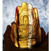 Handgeschnitzte Regenbogenfarbe Fluorit Buddha Figur/Handskulptur Cluster Dekoration/Farbe Berg/Heilstein/Energiestein von HKFossiltown