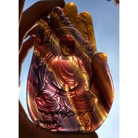 Handgeschnitzte Regenbogenfarbe Fluorit Buddha Figur/Handskulptur Cluster Dekoration/Farbe Berg/Heilstein/Energiestein von HKFossiltown