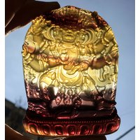 Handgeschnitzte Regenbogenfarbe Fluorit Buddha Figur/Handskulptur Cluster Dekoration/Farbe Berg/Heilstein/Energiestein von HKFossiltown