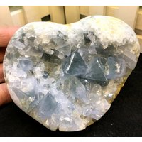 Natürliche Große Natürliche Celestit Geode-Herz-Förmigen/Large Kristall Quarz Cluster Ornament/Blau Probe 848G #ljd10 von HKFossiltown