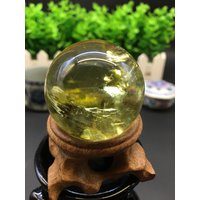 Seltene Beste Natürliche Klare Regenbogen Kristall Quarz Kugel/Gelb Klar Ball/Fortune Teller Kugel/41mm-101G von HKFossiltown