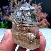 Seltene Große Klare Schwarze Rutil Einschlüsse Quarz Punkt/Kristallturm/Gold Nadeln Kristallexemplar/Besonderes Geschenk/Kristall von HKFossiltown