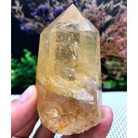 Seltene Klare Gold Rutil Einschlüsse Quarz Punkt/Kristallturm/Gold Nadeln Kristallexemplar/Besonderes Geschenk/Kristall Energie/Geschenk Für Sie von HKFossiltown