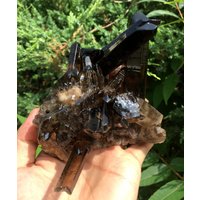 Top Große Rohe Kristallmoglymobe Cluster/Black Quartz Cluster/Quartz Cluster/Rough Black Agrot Crystal Plate/Healing Crystal/Energy von HKFossiltown