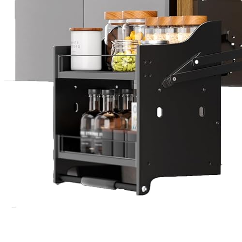 HKHKH Küchenwandschrank-Aufbewahrungsschrank, internes platzsparendes Sparbrett, 2-lagiges Gewürzregal, herunterziehbarer Schrank, Hubschrank-Aufbewahrungsbrett(860X260X540mm) von HKHKH
