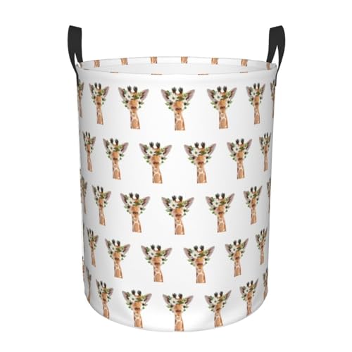 Bequemer runder Wäschekorb mit Giraffen-Druck, stehender Aufbewahrungskorb, schmutziger Wäschekorb, Mehrraum-Aufbewahrungslösung Bequemer runder Wäschekorb mit Giraffen-Druck, stehender Aufbewahrungskorb, schmutziger Wäschekorb, Mehrraum-Aufbewahrungslösung von HKHLHLH